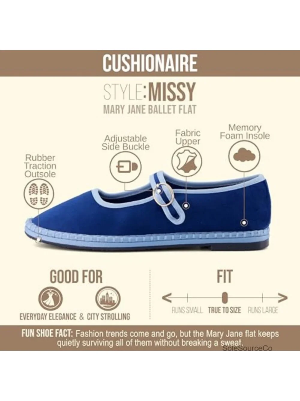 Mary Jane Ballet Flats for Women, Breathable Mesh, Adjustable Buckle, Memory